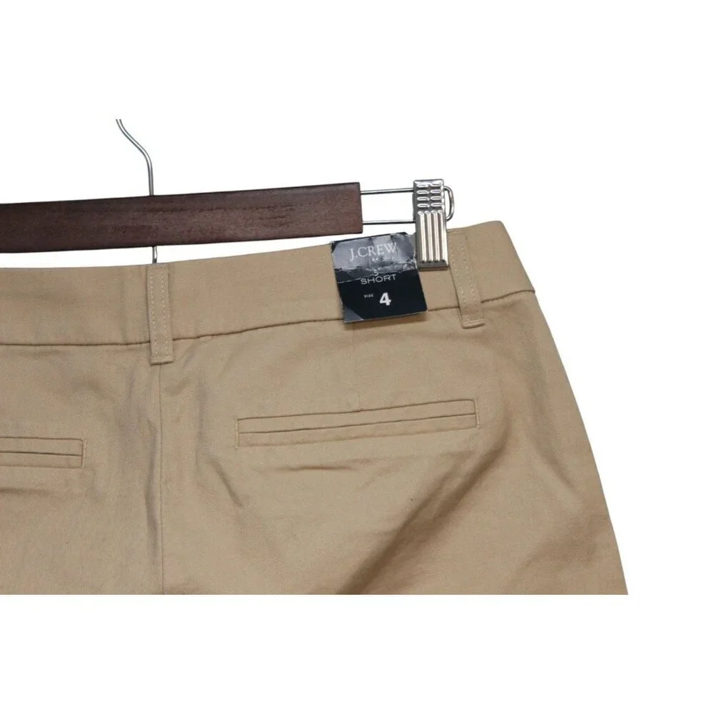 NWT J Crew Factory Chino Shorts Size 4 Tan Khaki Preppy Casual 100% Cotton - Picture 8 of 10